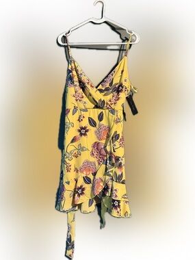 City Studio Yellow Floral Wrap Dress